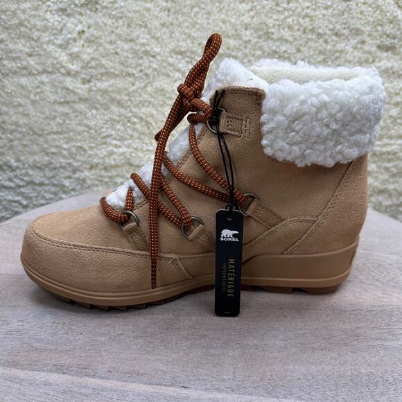 Sorel Evie Womens Size 9.5 Cozy Lace Up Boots Suede Taupe Winter Waterproof Boot - Picture 7 of 11